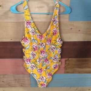 5/$25 Xhilaration Yellow Floral Swimsuit